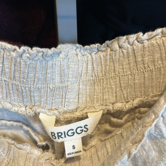 Briggs cream linen blend elastic waistband 4 pocket pants size S - Picture 2 of 3